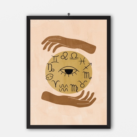 Wall Art Bohemian Celestial Hands Horoscope Print Poster Illustration Unframed - Picture 5 of 6